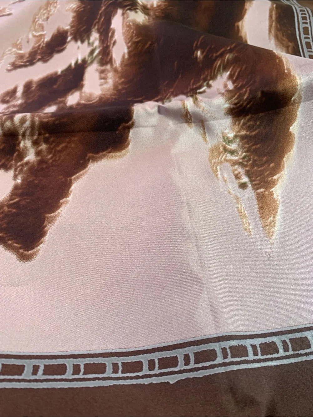 Prada Brown & Beige Silk Scarf with Subtle Motif